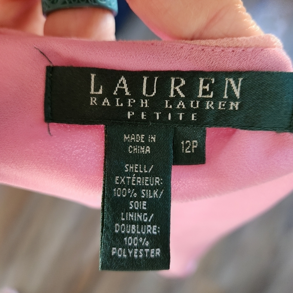 Ralph Lauren 100% Silk Pink Ombré Halter Top Y2K Vacation Chic Size 12P - Picture 6 of 6